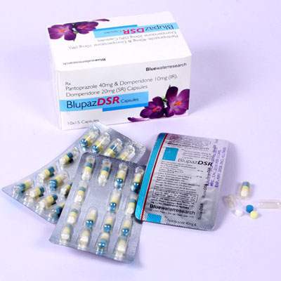 Product Name: Blupaz DSR, Compositions of Blupaz DSR are Pantoprazole 40 mg & Domperidone 10 mg Capsules - Bluewaterresearch