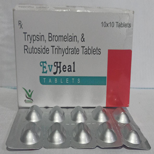 Product Name: Ev Heal , Compositions of Ev Heal  are Trypsin, Bromelain, & Rutoside Trihydrate Tablets  - Everwell Pharma Private Limited