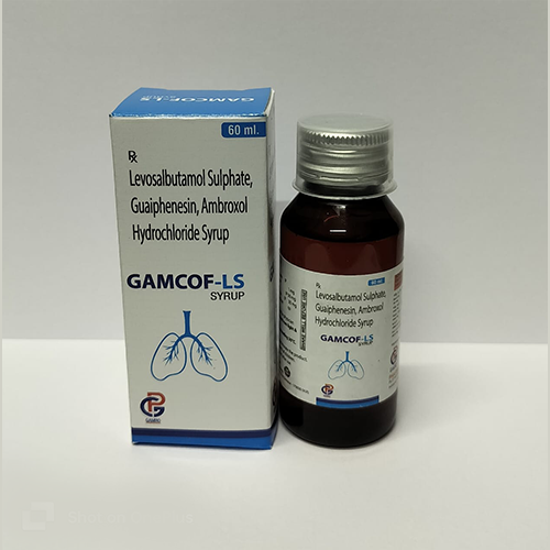 Product Name: GAMCOF LS, Compositions of are Levosalbutamol Sulphate, Guaiphenesin, Ambroxol Hydrochloride Syrup  - Gamro Pharmaceuticals