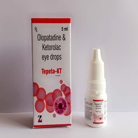 Product Name: Tepeta KT, Compositions of Olopatadine and Ketorolac eye drops are Olopatadine and Ketorolac eye drops - Zerdia Healthcare Pvt Ltd