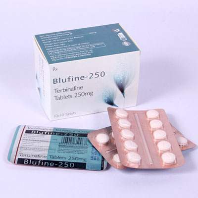 Product Name: Blufine 250, Compositions of Blufine 250 are Terbinafine Tablets 250 mg - Bluewaterresearch