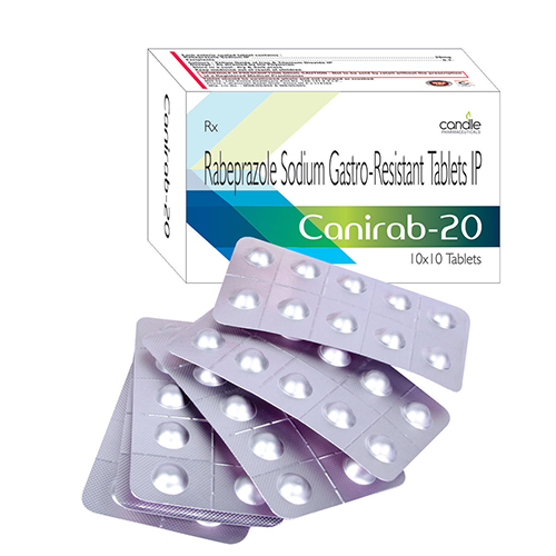 Product Name: Canirab 20, Compositions of Canirab 20 are Rabeprazole Sodium Gastro-Resistant Tablets IP - Candle Pharmaceutical