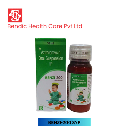 Product Name: BENZI 200, Compositions of BENZI 200 are Azithromycin Oral Suspension IP - Bendic Healthcare Private Limited