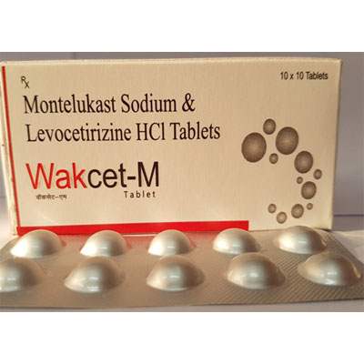 Product Name: WAKCET M, Compositions of WAKCET M are Montelukast Sodium & Levocetirizine HCL Tablets - Cubic Lifesciences Private Limited