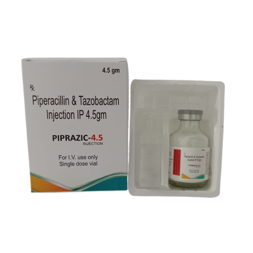 Product Name: PIPRAZIC 4.5, Compositions of PIPRAZIC 4.5 are Piperacillin & Tazobactam Injection IP 4.5gm - Uniblue Healthcare Private Limited