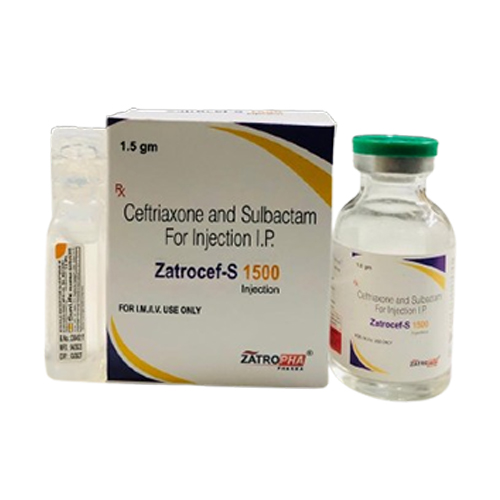 Product Name: Zatrocef S 1500, Compositions of Zatrocef S 1500 are Ceftriaxone and Sulbactam For Injection I.P - Zatropha Pharma