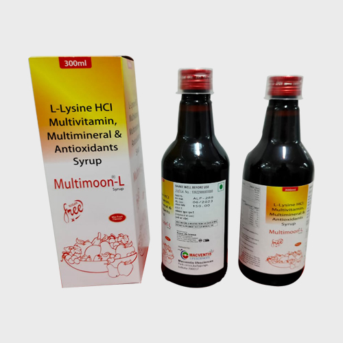 Product Name: MULTIMOON L, Compositions of MULTIMOON L are L-Lysine HCI Multivitamin, Multimineral & Antioxidants Syrup - Access Life Science