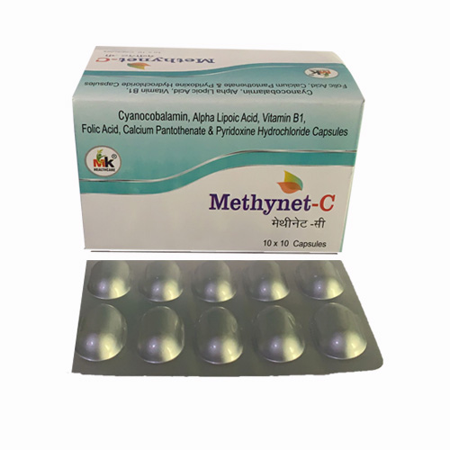 Product Name: Methynet C, Compositions of Cyanocobalamin, Alpha Lipoic Acid, Vitamin B1, Folic Acid, Calcium Pantothenate & Pyridoxine Hydrochloride Capsules Mik are Cyanocobalamin, Alpha Lipoic Acid, Vitamin B1, Folic Acid, Calcium Pantothenate & Pyridoxine Hydrochloride Capsules Mik - MK Healthcare