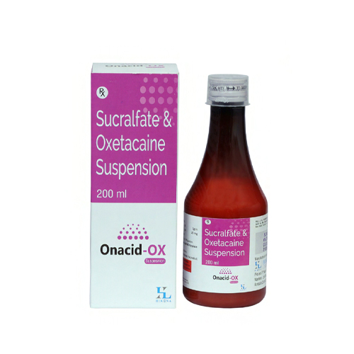 Product Name: Onacid OX, Compositions of Onacid OX are Sucralfate & Oxetacaine Suspension - Hikona Lifesciences