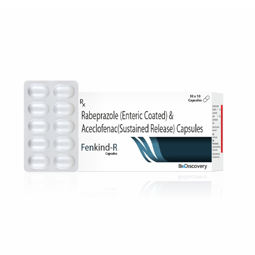 Product Name: Fenkind R, Compositions of Fenkind R are Rabeprazole (Enteric Coated) & Aceclofenac (Sustained Release) Capsules - Biodiscovery Lifesciences Private Limited