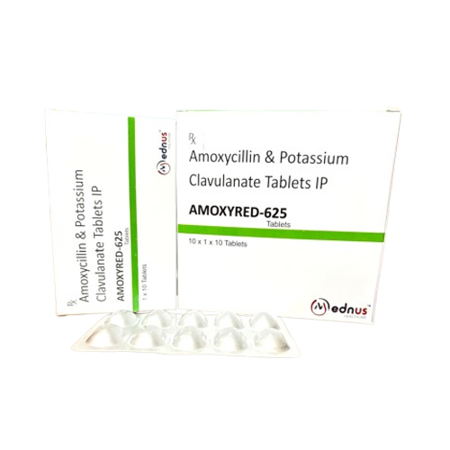 Product Name: AMOXYRED 625, Compositions of AMOXYRED 625 are Amoxycillin & Potassium Clavulanate Tablets IP - Mednus Healthcare