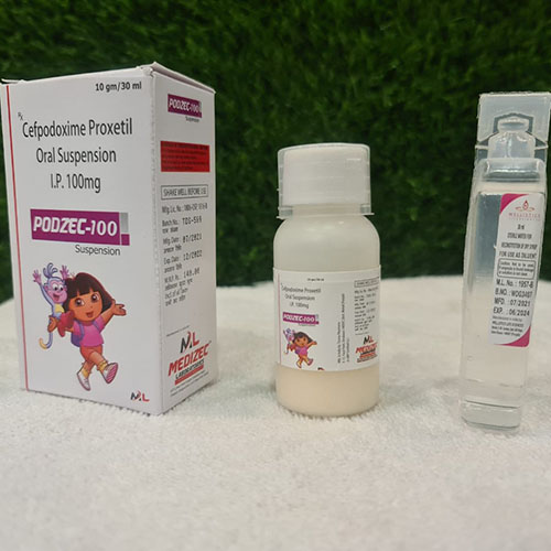 Product Name: Podzec 100, Compositions of Podzec 100 are Cefpodoxime Proxetil Oral Suspension I.P. 100 mg - Medizec Laboratories