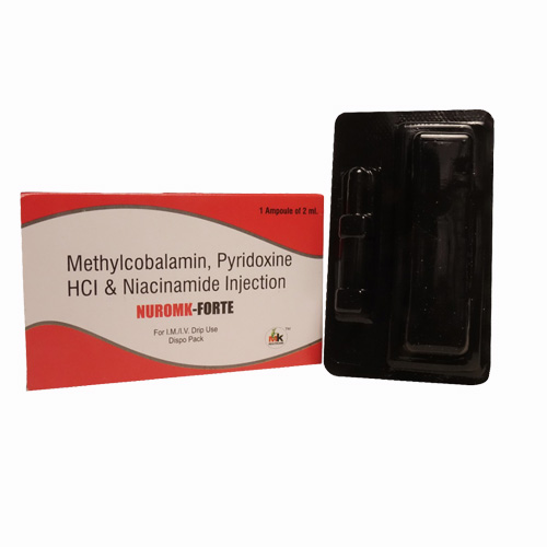 Product Name: NUROMK FORTE, Compositions of Methylcobalamin, Pyridoxine HCI & Niacinamide Injection are Methylcobalamin, Pyridoxine HCI & Niacinamide Injection - MK Healthcare