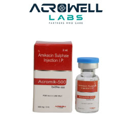 Product Name: Acromik 500, Compositions of Acromik 500 are Amikacin Sulphate Injection IP - Acrowell Labs Private Limited