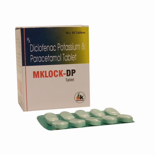 Product Name: MKLOCK DP Tablet, Compositions of Diclofenac Potassium & Paracetamol Tablet are Diclofenac Potassium & Paracetamol Tablet - MK Healthcare