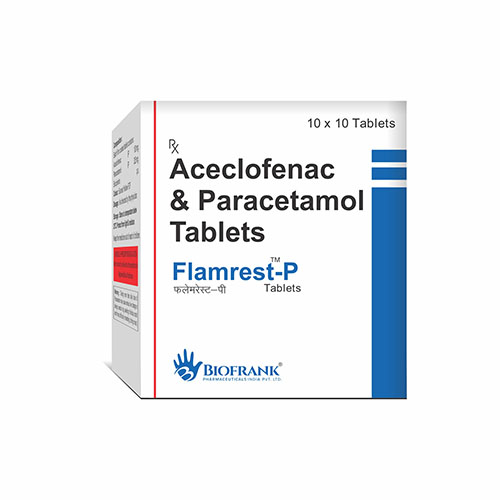 Product Name: Flamrest P, Compositions of Flamrest P are Aceclofenac & Paracetamol Tablets  - Biofrank Pharmaceuticals India Private Limited