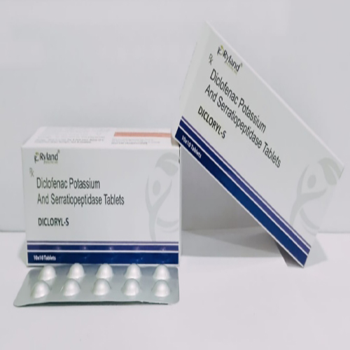 Product Name: Dicloryl s, Compositions of Diclofenac Potassium and Setrratiopeptidase Tablets  are Diclofenac Potassium and Setrratiopeptidase Tablets  - Ryland Health Care