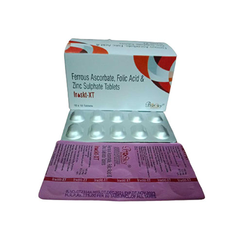 Product Name: Iroskt XT, Compositions of Iroskt XT are Ferrous Ascorbate & Folic Acid Zinc Sulphate Tablets - Biosky Remedies