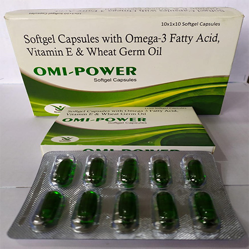 Product Name: OMI POWER , Compositions of OMI POWER  are Softgel Capsules with Omega-3 Fatty Acid, Vitamin E & Wheat Germ Oil  - Everwell Pharma Private Limited