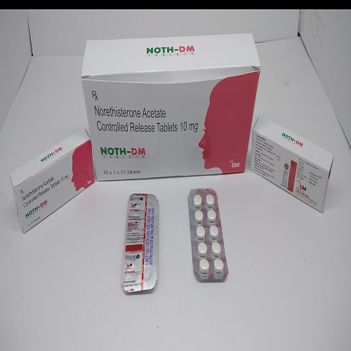 Product Name: NOTH DM , Compositions of Norethisterone Acetate  Controlled Release Tablets 10 mg  are Norethisterone Acetate  Controlled Release Tablets 10 mg  - DM Pharma