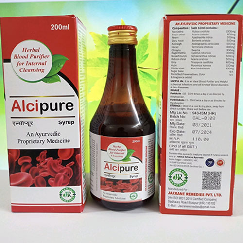 Product Name: Alcipure, Compositions of Alcipure are Ayurvedic Proprietary - Jaxrane Remedies Private Limited