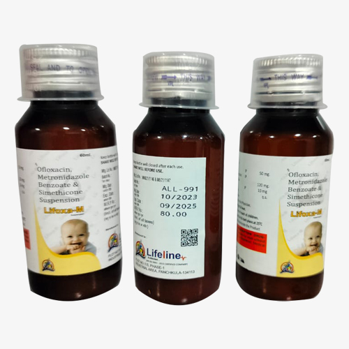 Product Name: LIFOXA M, Compositions of LIFOXA M are Ofloxacin, Metronidazole Benzoate & simethicone suspension - Access Life Science