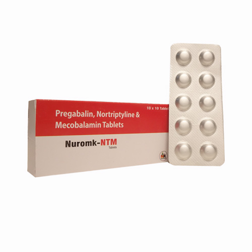 Product Name: Nuromk NTM, Compositions of Pregabalin, Nortriptyline & Mecobalamin Tablets are Pregabalin, Nortriptyline & Mecobalamin Tablets - MK Healthcare