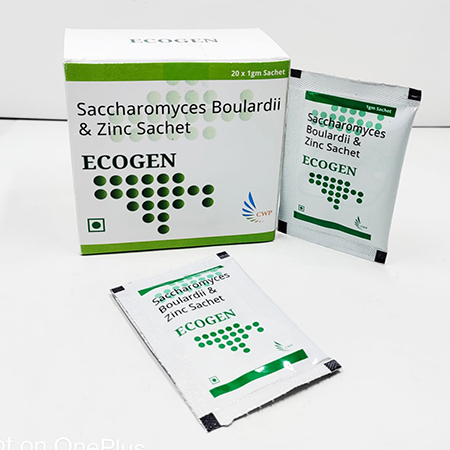 Product Name: Ecogen, Compositions of Ecogen are Saccharomyces Boulardii & Zinc Sachet - Hablar Healthcare