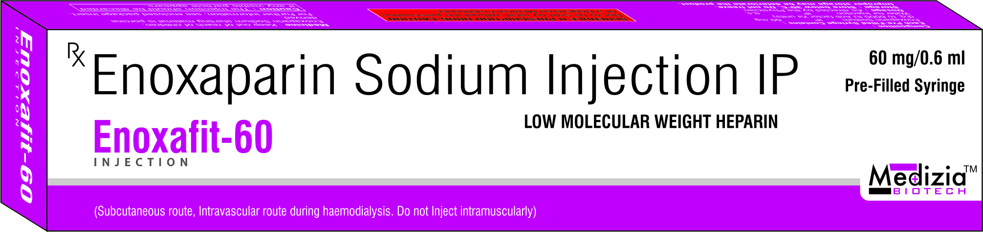 Product Name: Enoxafit 60, Compositions of Enoxaparin Sodium Injection IP  are Enoxaparin Sodium Injection IP  - Medizia Biotech