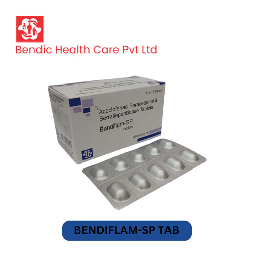 Product Name: BENDIFLAM SP, Compositions of BENDIFLAM SP are Aceclofenac Paracetamol & Serratiopeptidase Tablets - Bendic Healthcare Private Limited