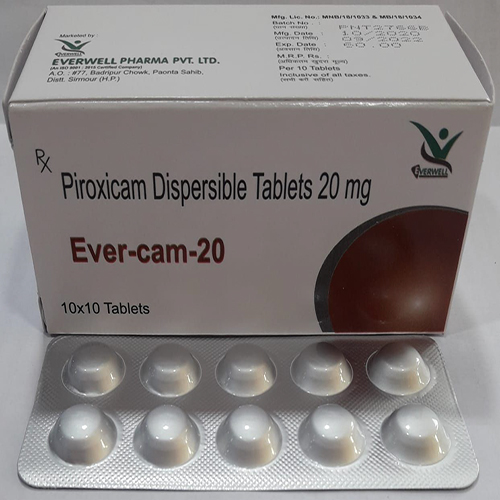 Product Name: Ever cam 20 , Compositions of Ever cam 20  are Piroxicam Dispersible Tablets 20 mg  - Everwell Pharma Private Limited