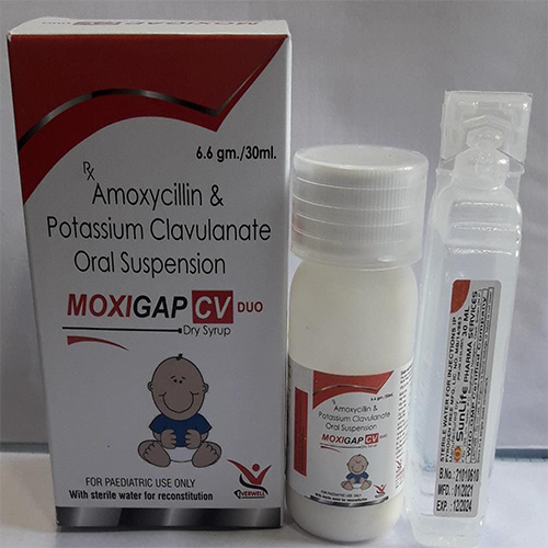 Product Name: MOXIGAP CV DUO , Compositions of MOXIGAP CV DUO  are Amoxycillin & Potassium Clavulanate Oral Suspension  - Everwell Pharma Private Limited