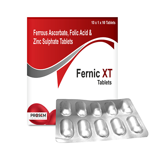 Product Name: Fernic XT, Compositions of Ferrous Ascorbate,Folic Acid & Zinc Sulphate Tablets are Ferrous Ascorbate,Folic Acid & Zinc Sulphate Tablets - Prosem Healthcare