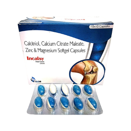 Product Name: INCALSY, Compositions of INCALSY are Calcitriol, Calcium Citrate Maleate, Zinc & Magnesium Softgel Capsules - Insta Care Lifesciences