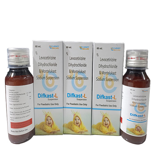 Product Name: Difkast L, Compositions of Levocetirizine Dihydrochloride & Montelukast Sodium Suspension are Levocetirizine Dihydrochloride & Montelukast Sodium Suspension - Cardiff Biocare