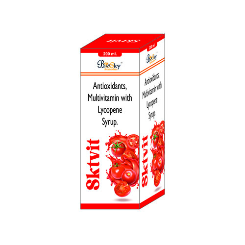 Product Name: Skrvit Syrup, Compositions of Skrvit Syrup are Antioxidant,Multivitamin with Lycopene Syrup - Biosky Remedies