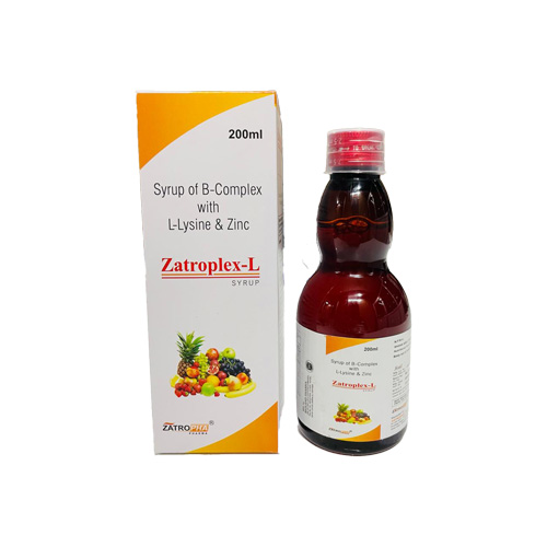 Product Name: Zatroplex L, Compositions of Zatroplex L are Syrup of B-Complex with L-Lysine & Zinc - Zatropha Pharma