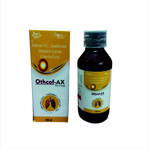 Product Name: Othcof AX, Compositions of Othcof AX are Ambroxol Hcl,GuaiphenesinTerbutaline sulphate & Menthol Syrup - Biosky Remedies