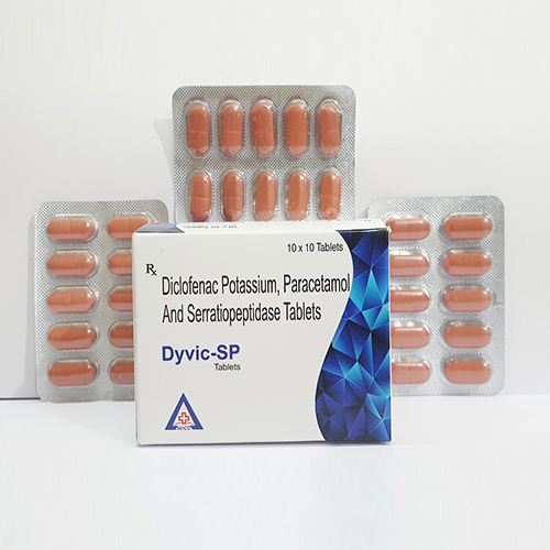 Product Name: Dyvic SP, Compositions of Dyvic SP are Diclofenac potassium, Paracetamol And Serratiopeptidase Tablets - Avico Healthcare Pvt Ltd