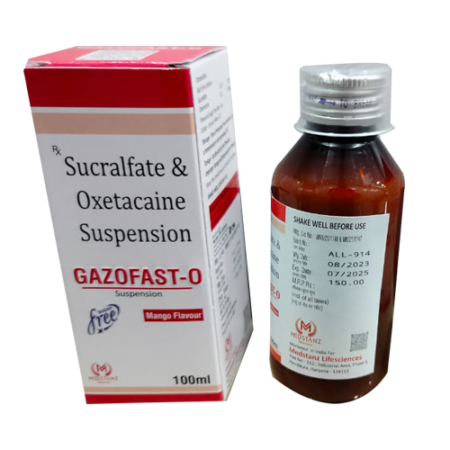 Product Name: GAZOFAST O, Compositions of GAZOFAST O are Sucralfate & oxetacaine Gel Suspension - Access Life Science