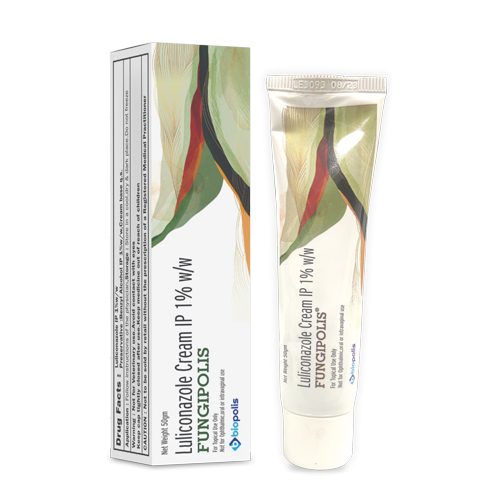 Product Name: FUNGIPOLIS, Compositions of FUNGIPOLIS are Luliconazole Cream IP 1% W/W - Biopolis Lifesciences Private Limited