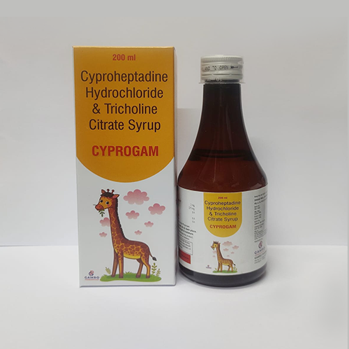 Product Name: CYPROGAM, Compositions of CYPROGAM are Cyproheptadine Hydrochloride & Tricholine Citrate Syrup  - Gamro Pharmaceuticals