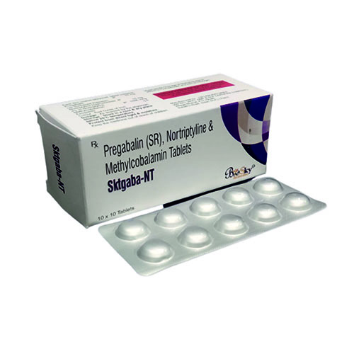 Product Name: Sktgaba NT, Compositions of Sktgaba NT are Pregabalin(SR), Nortriptyline & Methylcobalamin Tablets - Biosky Remedies