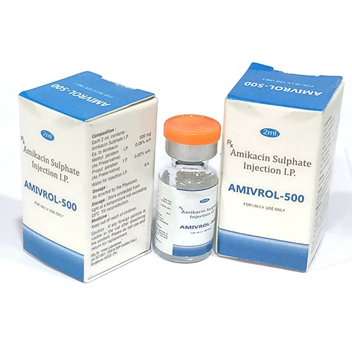 Product Name: Amivrol 500, Compositions of Amivrol 500 are Amikacin Sulphate Injection I.P. - Euphony Healthcare