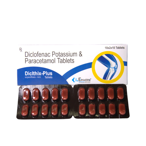 Product Name: DICLTHIX PLUS, Compositions of DICLTHIX PLUS are Diclofenac Potassium & Paracetamol Tablets  - EthixElite Lifesciences Private Limited