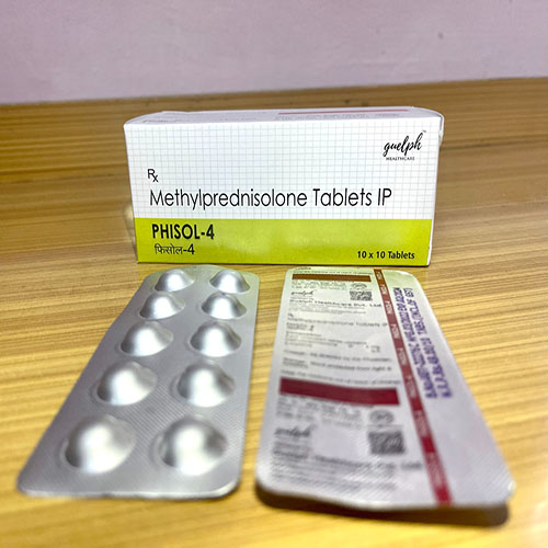 Product Name: Phisol 4, Compositions of Methylprednisolone Tablets Ip are Methylprednisolone Tablets Ip - Guelph Healthcare Pvt. Ltd