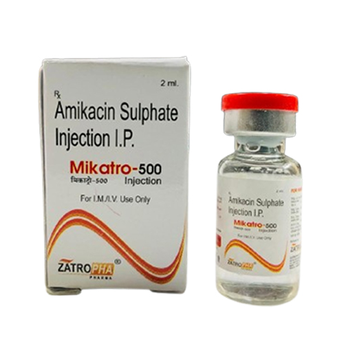 Product Name: Mikatro 500, Compositions of Mikatro 500 are Amikacin Sulphate Injection I.P. - Zatropha Pharma