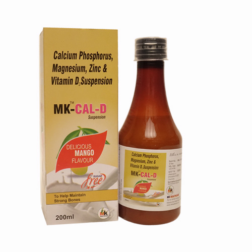 Product Name: MK CAL D Suspension, Compositions of Calcium Phosphorus, Magnesium, Zinc & Vitamin D Suspension are Calcium Phosphorus, Magnesium, Zinc & Vitamin D Suspension - MK Healthcare