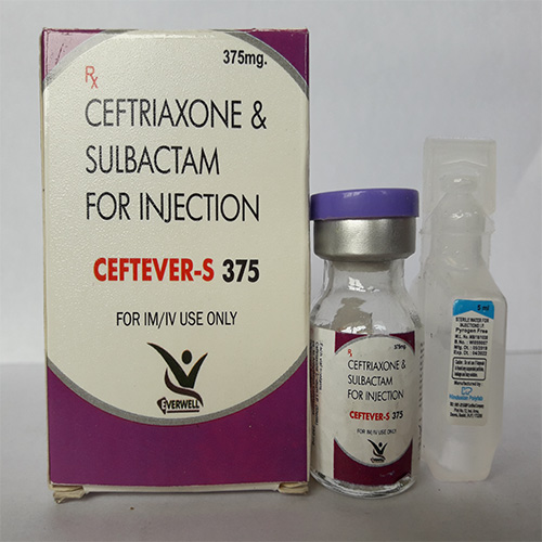 Product Name: CEFTEVER S 375 , Compositions of CEFTEVER S 375  are CEFTRIAXONE & SULBACTAM FOR INJECTION  - Everwell Pharma Private Limited