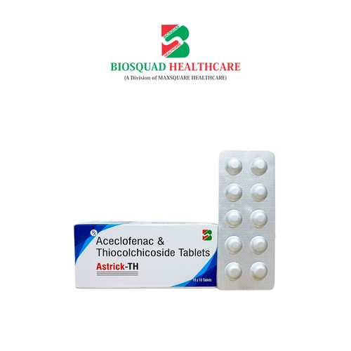 Product Name: ASTRICK TH, Compositions of ASTRICK TH are Aceclofenac & Thiocolchicoside Tablets  - Biosquad Healthcare